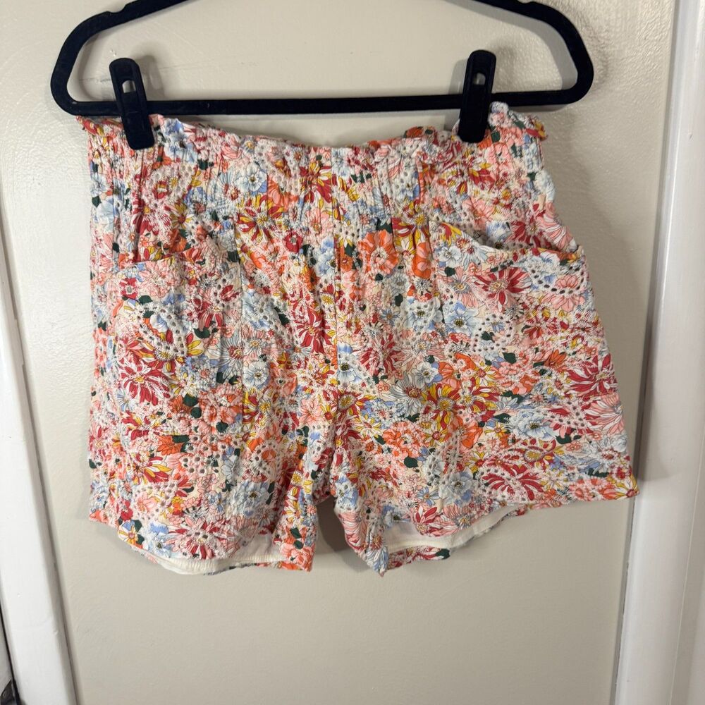SOLITARE ANTHROPOLOGIE FLORAL EMBRODARD ELASTIC WASTE COTTAGECORE‎ SHORTS SZ XL